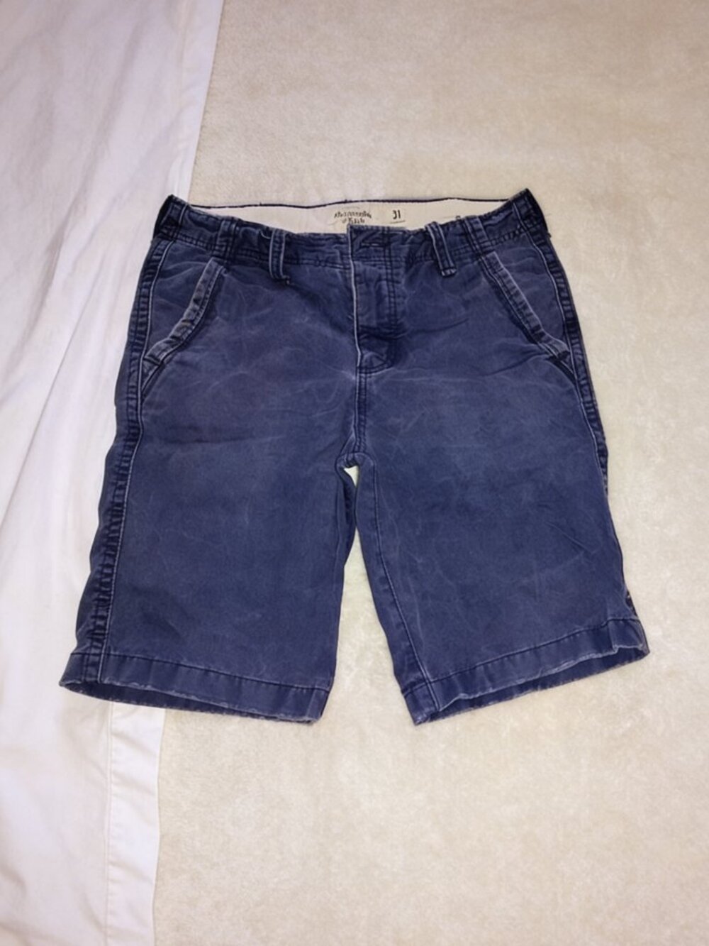 Abercrombie & Fitch Chino Shorts Blue Button Slash Pockets Solid Casual